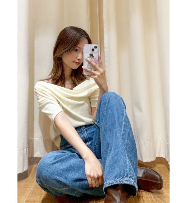 Ungrid「タックデザインオフショルTee」|Tシャツ・カットソー|アイボリー