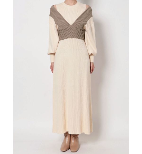 LAGUNAMOON「ベストレイヤードパターンニットワンピース」|ワンピース|