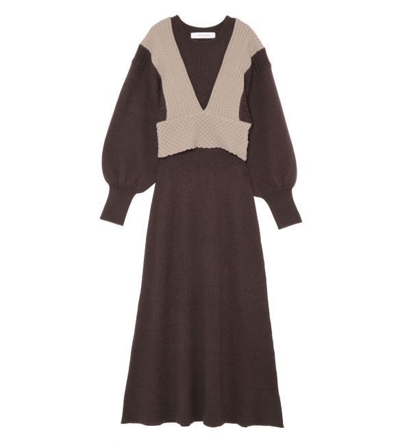 LAGUNAMOON「ベストレイヤードパターンニットワンピース」|ワンピース|