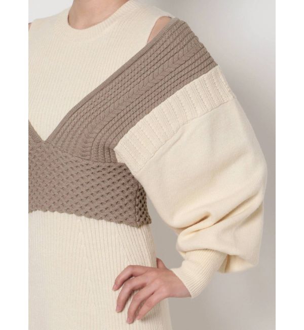 LAGUNAMOON「ベストレイヤードパターンニットワンピース」|ワンピース|