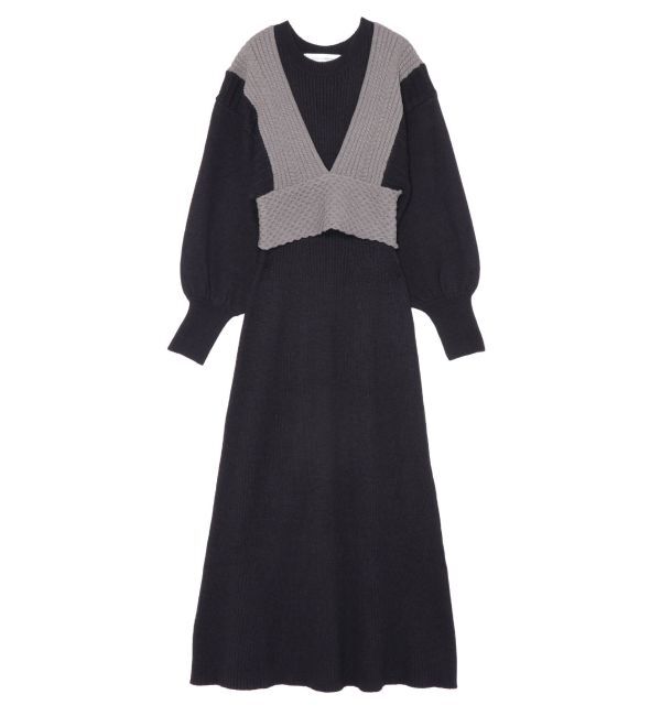 LAGUNAMOON「ベストレイヤードパターンニットワンピース」|ワンピース|