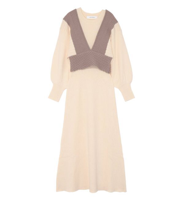 LAGUNAMOON「ベストレイヤードパターンニットワンピース」|ワンピース|