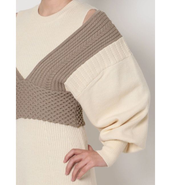 LAGUNAMOON「ベストレイヤードパターンニットワンピース」|ワンピース|