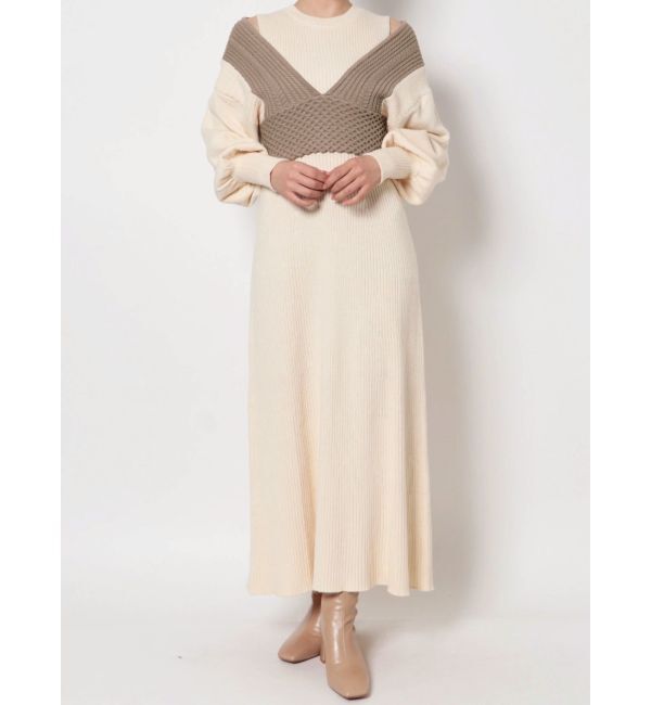 LAGUNAMOON「ベストレイヤードパターンニットワンピース」|ワンピース|