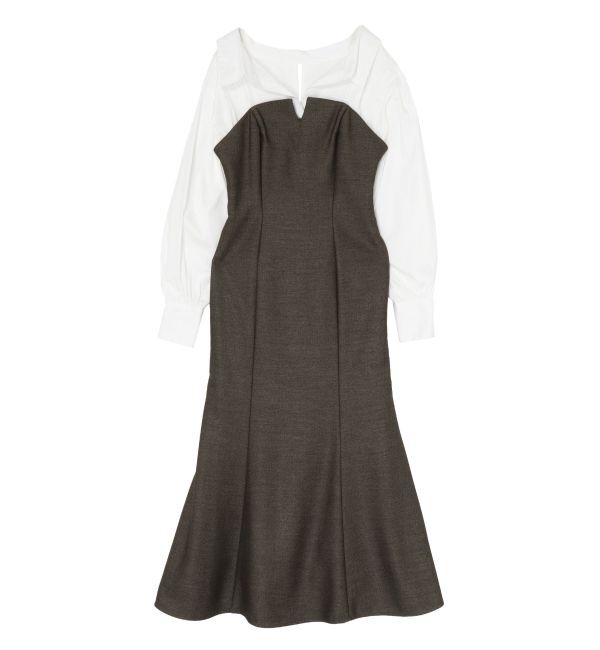 LAGUNAMOON「シャツドッキングワンピース」|ワンピース|ブラウン