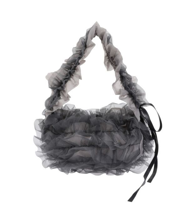 LAGUNAMOON「チュールフリルBAG」|ハンドバッグ|チャコールグレー