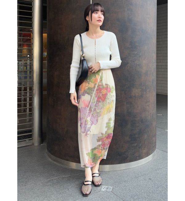 LAGUNAMOON「【DELIGENCE PARLOURコラボ】アートフラワープリントシアースカート」|スカート|