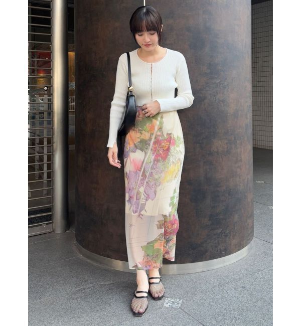 LAGUNAMOON「【DELIGENCE PARLOURコラボ】アートフラワープリントシアースカート」|スカート|