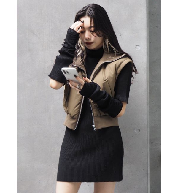 EVRIS「アームウォーマー2WAYタイトニットワンピース」|ワンピース|