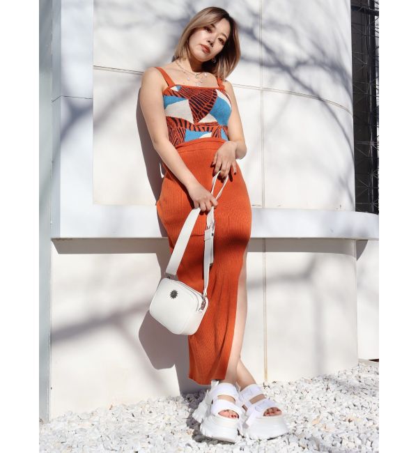 EVRIS「ディープスリットリブロングスカート【セットアップ着用可能】」|スカート|