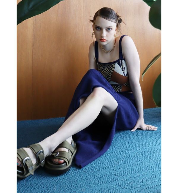 EVRIS「ディープスリットリブロングスカート【セットアップ着用可能】」|スカート|