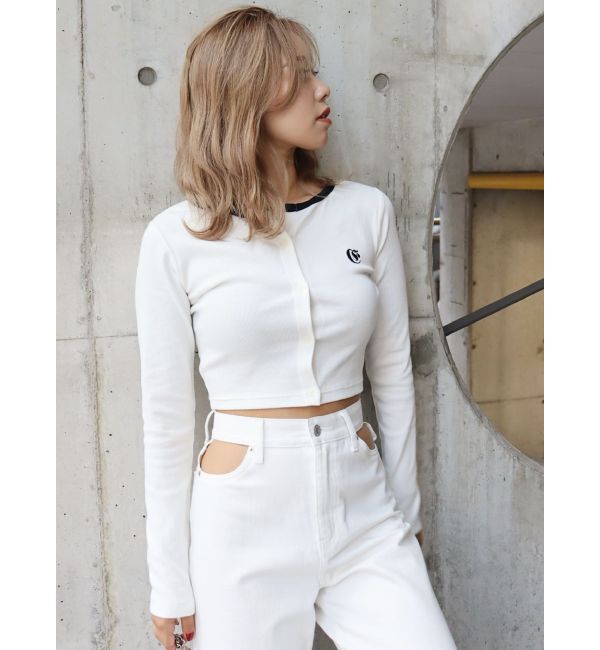 EVRIS「ワンポイントフロントボタンショートトップス」|Tシャツ・カットソー|ホワイト