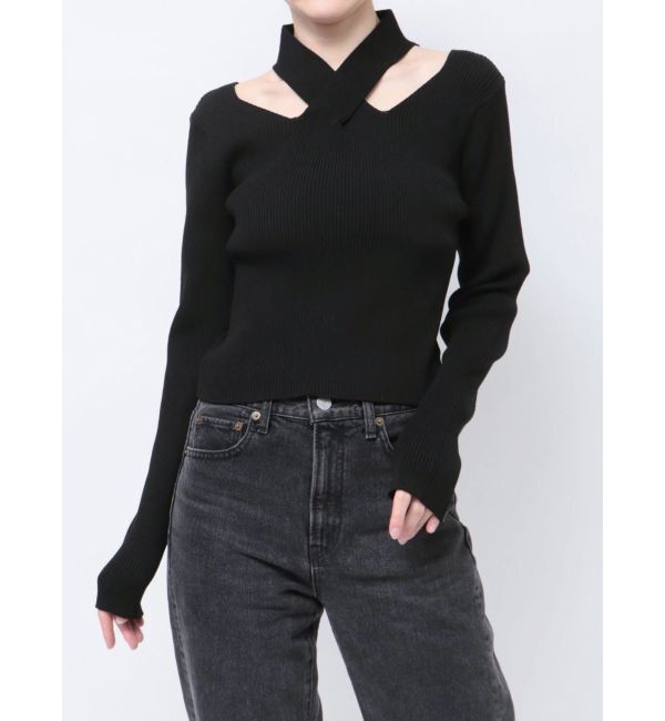 jouetie「クロスネックカットアウトプルオーバー」|ニット・セーター|