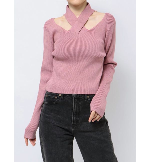 jouetie「クロスネックカットアウトプルオーバー」|ニット・セーター|