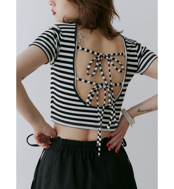 jouetie「ハーフスリーブバックオープントップス」|Tシャツ・カットソー|