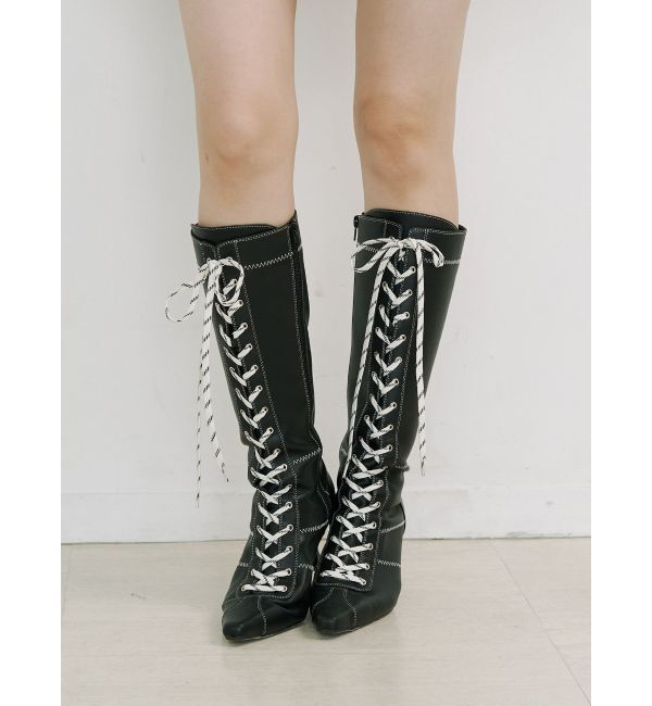 jouetie「ボクシングレースアップブーツ」|ロングブーツ|