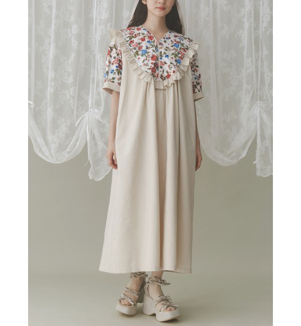 merry jenny「フローリストキルト ワンピース」|ワンピース|アイボリー