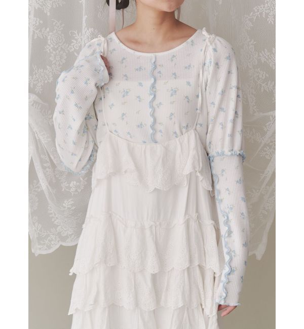 merry jenny「flowerパフスリーブtops」|Tシャツ・カットソー|