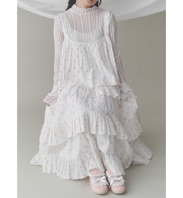 merry jenny「floralティアードティアードワンピース」|ワンピース|ピンク