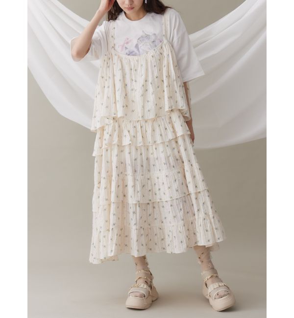 merry jenny「floralティアードティアードワンピース」|ワンピース|ブルー