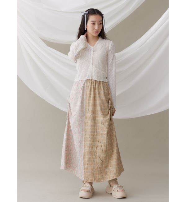 merry jenny「check&times;checkリボンギャザースカート」|スカート|