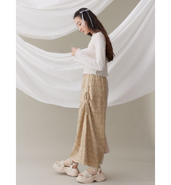 merry jenny「check&times;checkリボンギャザースカート」|スカート|