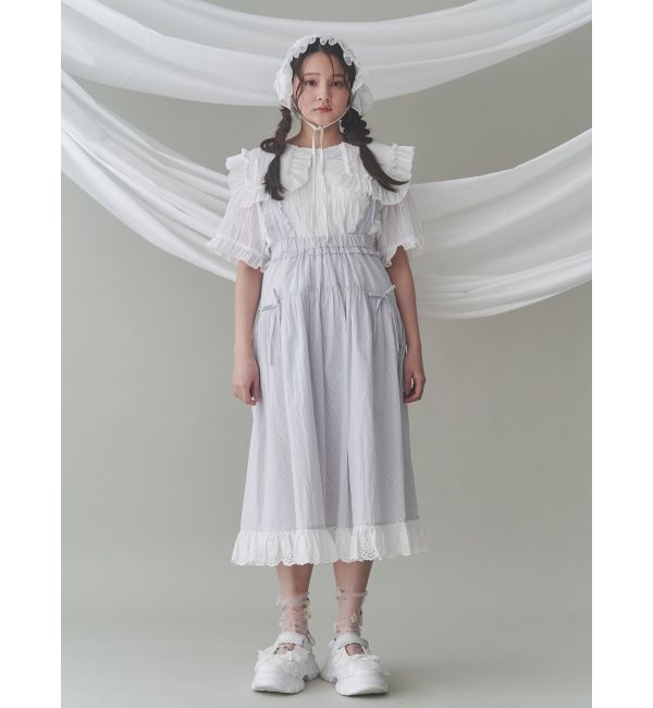 merry jenny「ストライプリボンフレアジャンスカ」|ジャンパースカート|