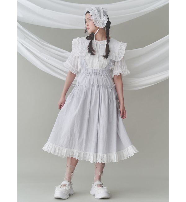 merry jenny「ストライプリボンフレアジャンスカ」|ジャンパースカート|