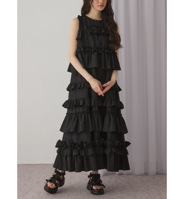merry jenny「フリルティアードワンピース」|ワンピース|ブラック