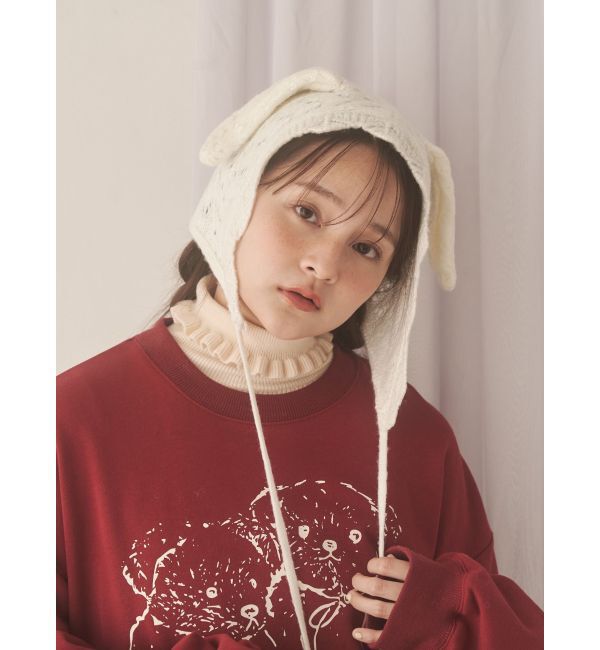 merry jenny「animal lace knit cap」|その他|オフホワイト