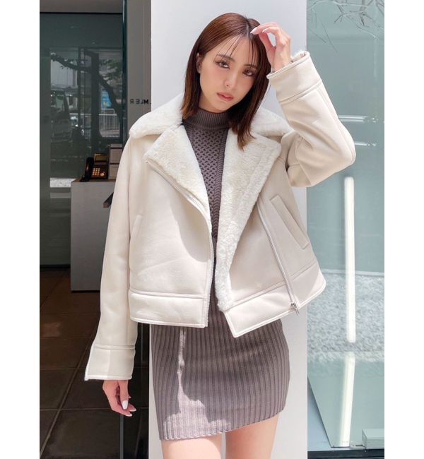 GYDA「ショート フェイクムートン ライダースジャケット」|その他|