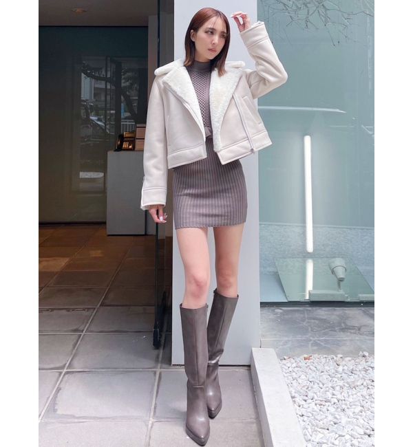 GYDA「ショート フェイクムートン ライダースジャケット」|その他|