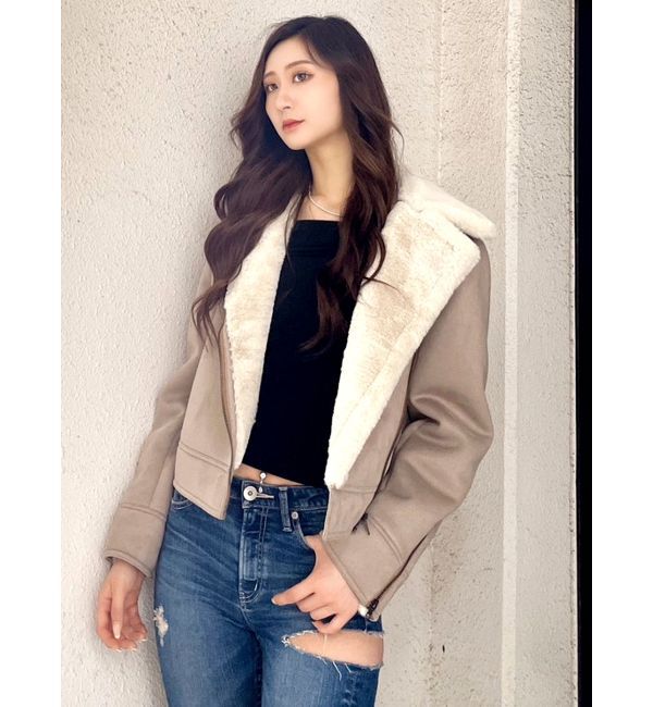 GYDA「ショート フェイクムートン ライダースジャケット」|その他|