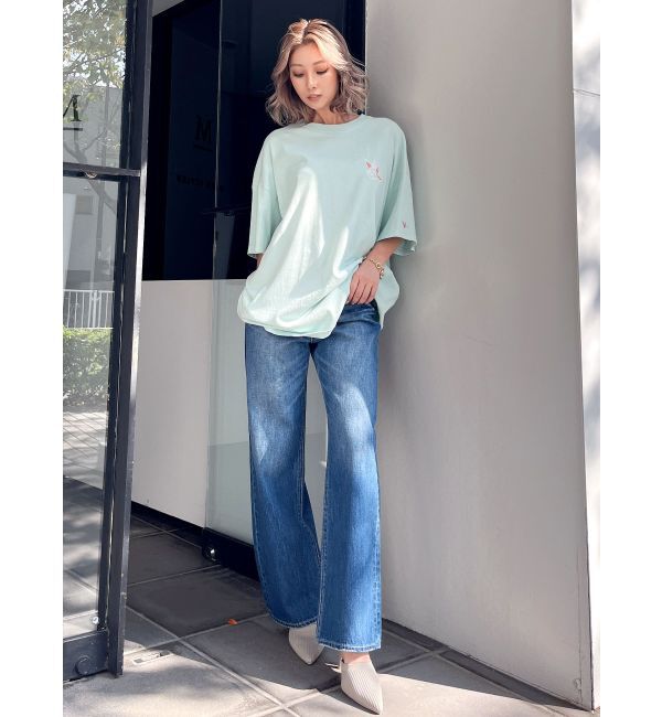 GYDA「ハイウエスト ワイドフリンジデニムパンツ」|デニム|