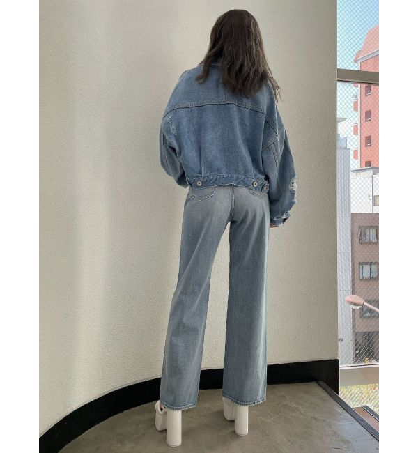 GYDA「ハイウエスト ワイドフリンジデニムパンツ」|デニム|