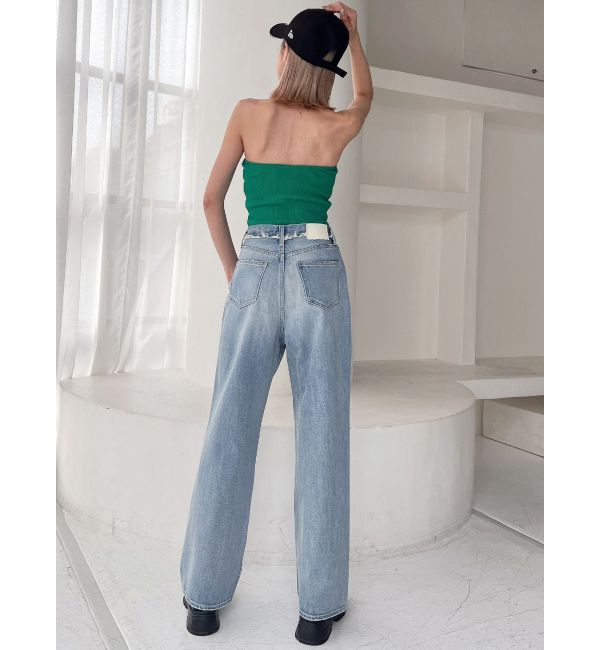 GYDA「ハイウエスト ワイドフリンジデニムパンツ」|デニム|