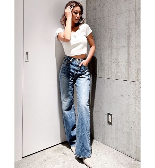 GYDA「ハイウエスト ワイドフリンジデニムパンツ」|デニム|