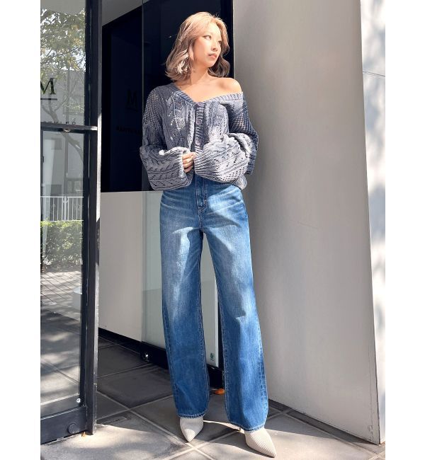 GYDA「ハイウエスト ワイドフリンジデニムパンツ」|デニム|