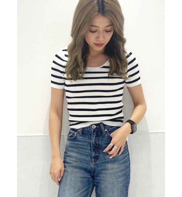 GYDA「BACK OPENハーフスリーブニットトップス」|ニット・セーター|