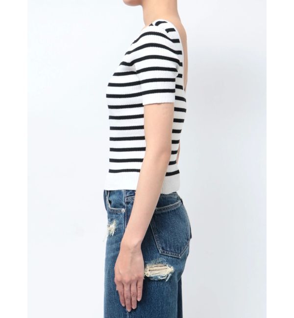 GYDA「BACK OPENハーフスリーブニットトップス」|ニット・セーター|