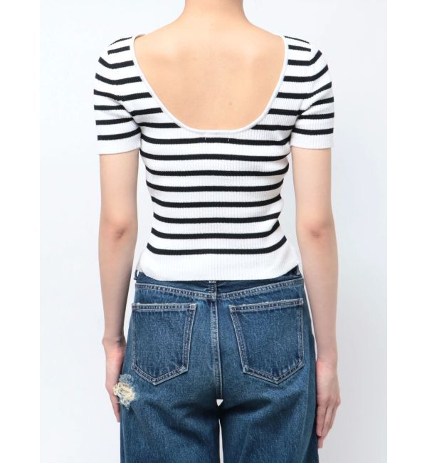 GYDA「BACK OPENハーフスリーブニットトップス」|ニット・セーター|