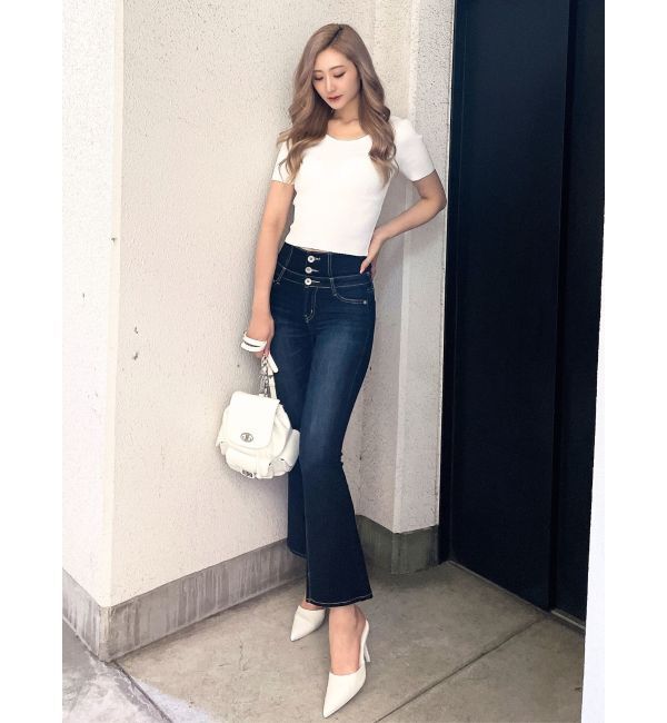 GYDA「BACK OPENハーフスリーブニットトップス」|ニット・セーター|