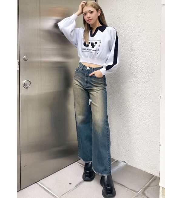 GYDA「round GY BICOLOR POLOニットトップス」|ニット・セーター|