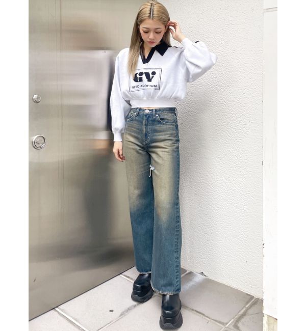 GYDA「round GY BICOLOR POLOニットトップス」|ニット・セーター|