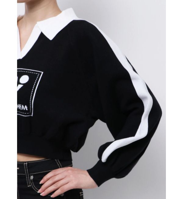 GYDA「round GY BICOLOR POLOニットトップス」|ニット・セーター|