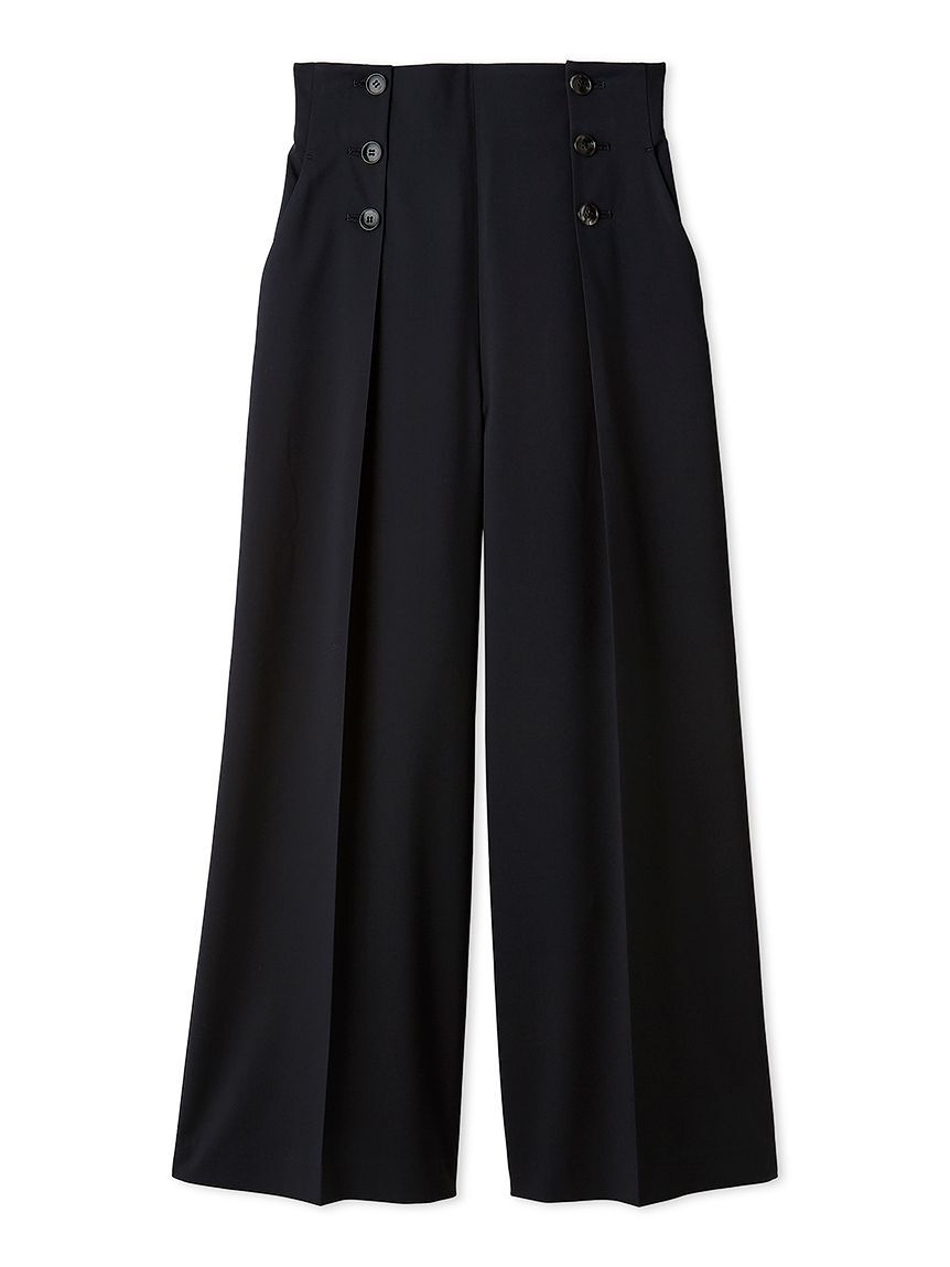 FRAY I.D「ハイウエストタックワイドマリンパンツ／ウォッシャブル・UVカット・防シワ」|チノ|