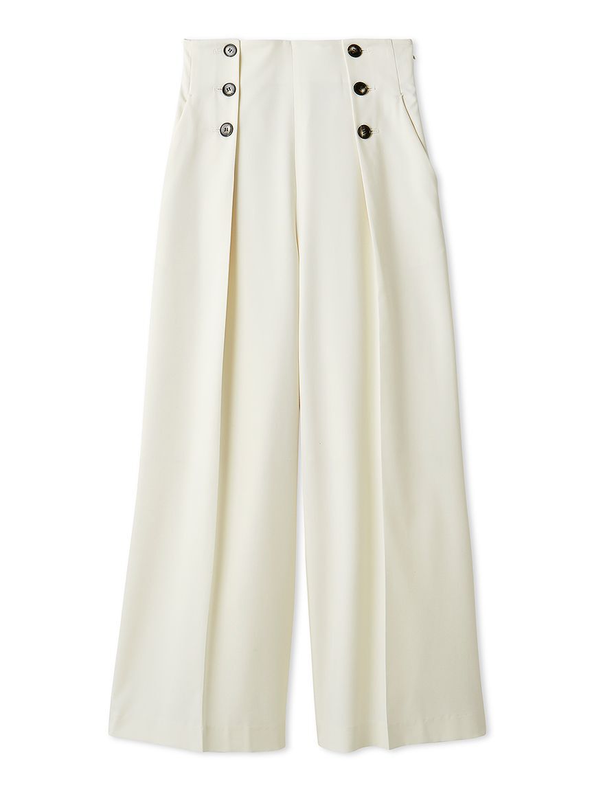 FRAY I.D「ハイウエストタックワイドマリンパンツ／ウォッシャブル・UVカット・防シワ」|チノ|