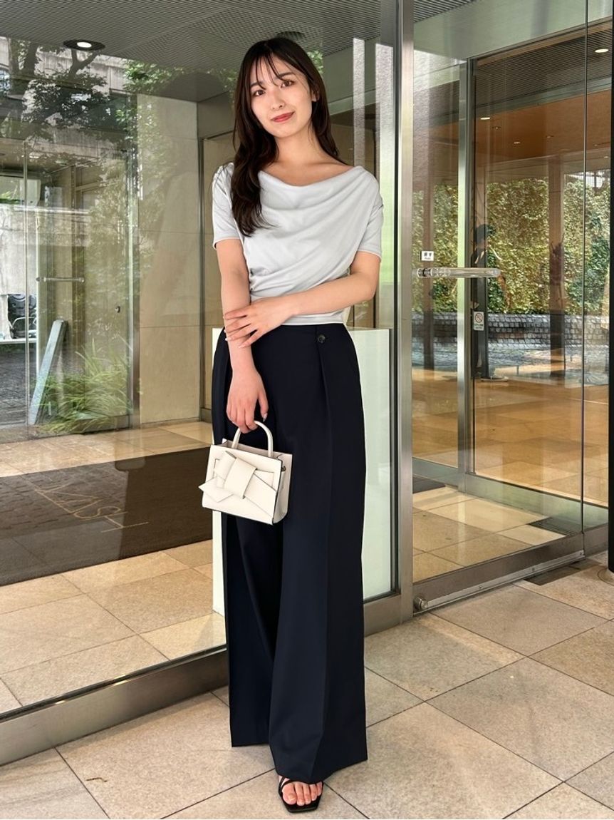 FRAY I.D「ハイウエストタックワイドマリンパンツ／ウォッシャブル・UVカット・防シワ」|チノ|