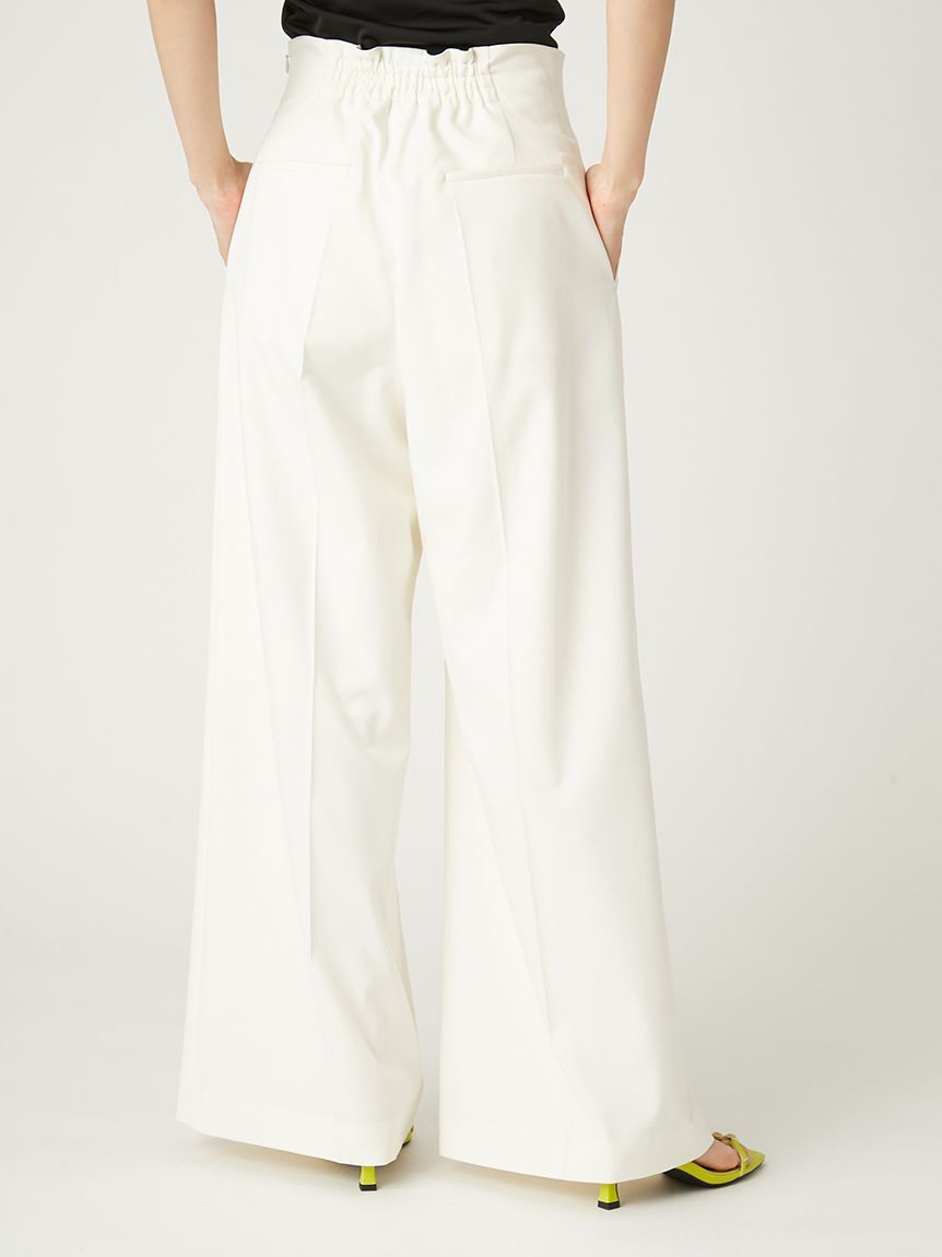 FRAY I.D「ハイウエストタックワイドマリンパンツ／ウォッシャブル・UVカット・防シワ」|チノ|