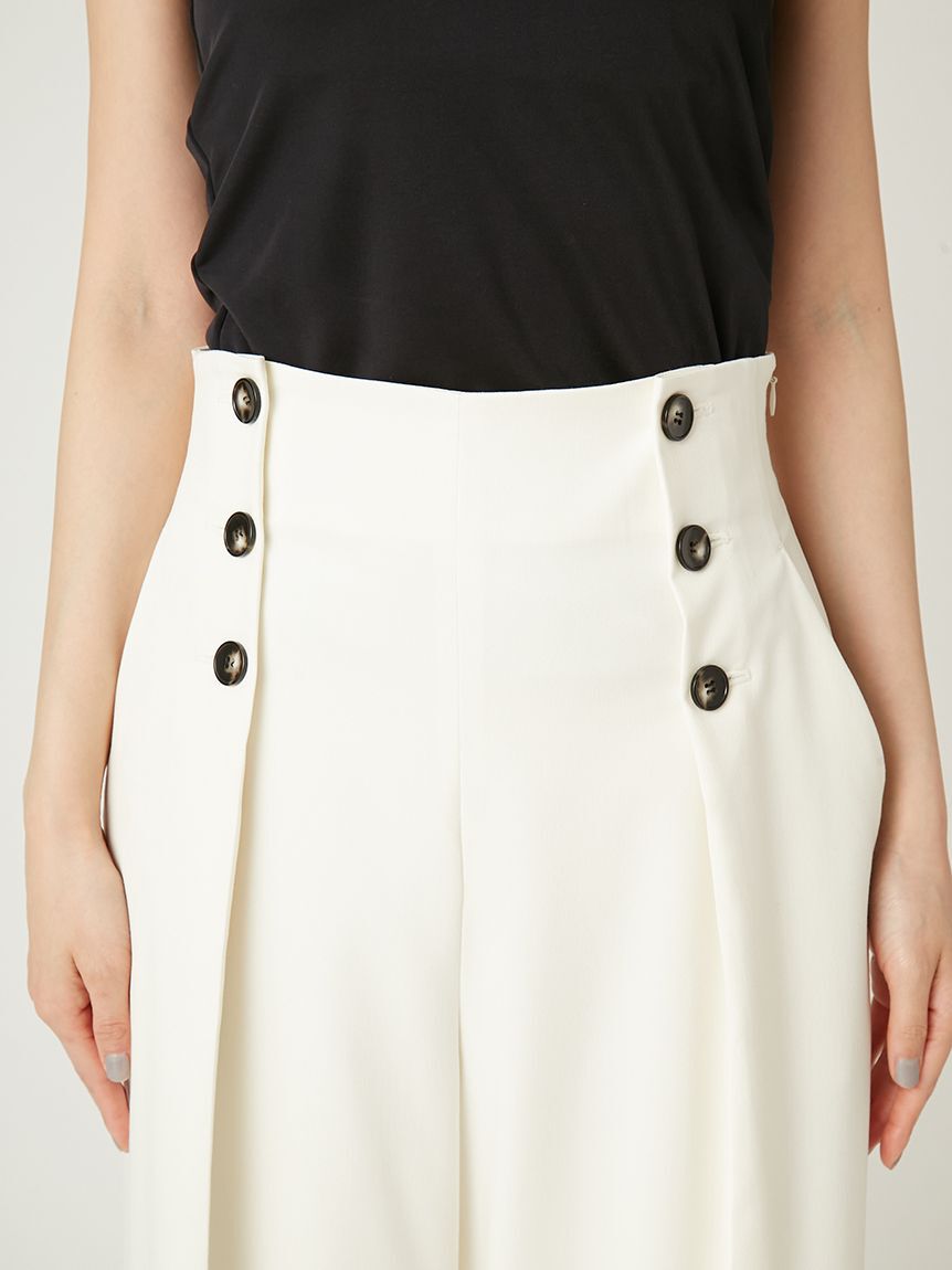 FRAY I.D「ハイウエストタックワイドマリンパンツ／ウォッシャブル・UVカット・防シワ」|チノ|